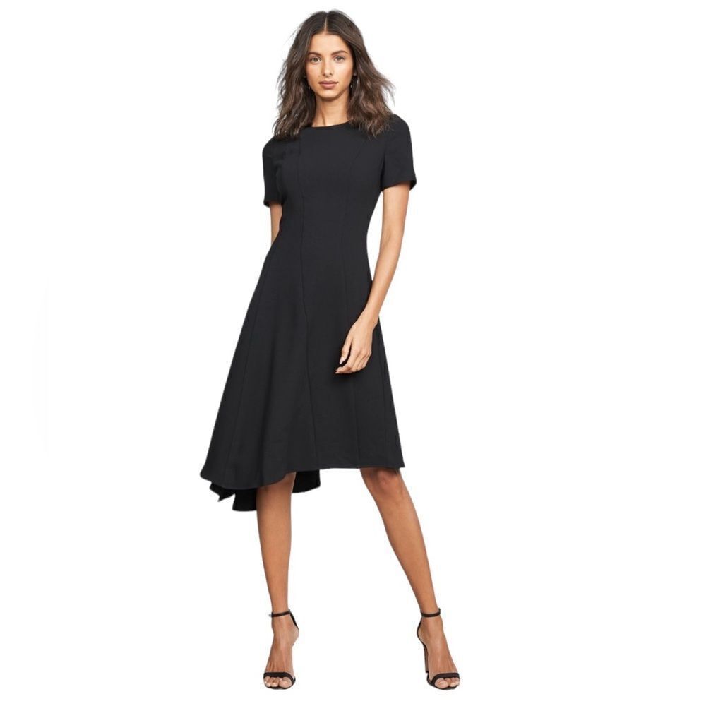 Black Halo Olcay Tailored Asymmetrical A-Line Dress Knee Length Black Sz‎ 4